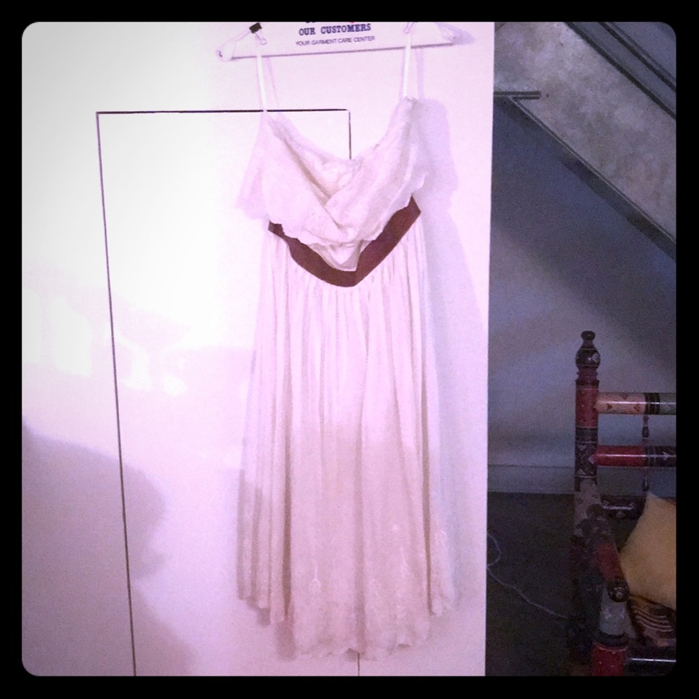 Strapless eyelet lace dress